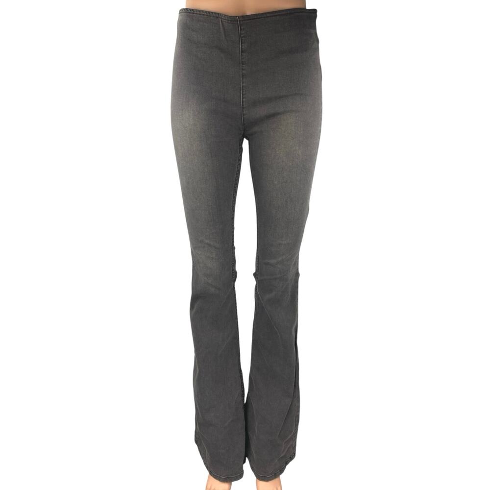 Free People Women's Gray Mid Rise Pull On Bootcut Flared Denim Jeans Pants Sz 27